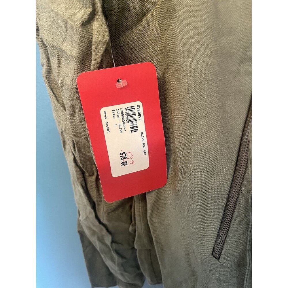 NWT Olive+Oak Moto Style Asymmetrical hem drew jacket olive green Women's Large - Picture 3 of 5